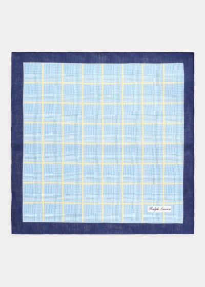 Cuadrícula Ralph Lauren Hombre Azules / Amarillos - Glen Plaid Linen Pocket - ZTJMK3716